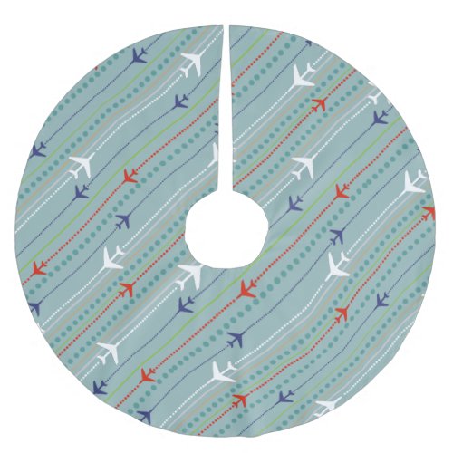 Retro Airplane Pattern Christmas Tree Skirt