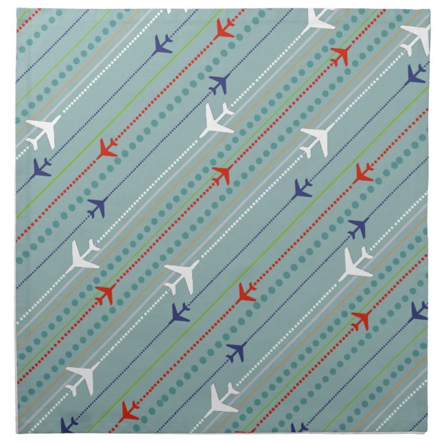 Retro Airplane Pattern Cloth Napkins (Front)