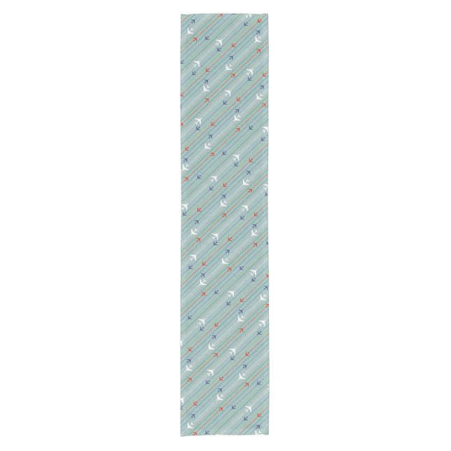 Retro Airplane Pattern Cloth Table Runner (Front)