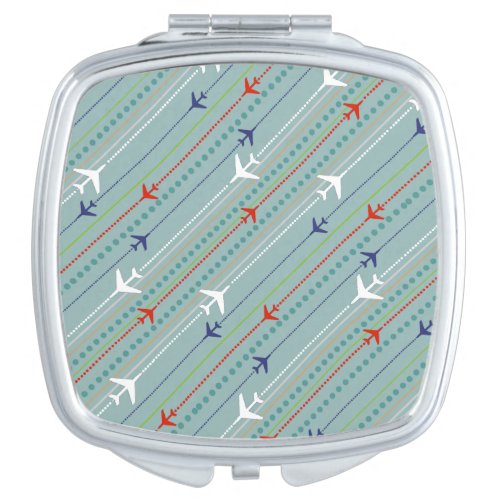 Retro Airplane Pattern Compact Mirror