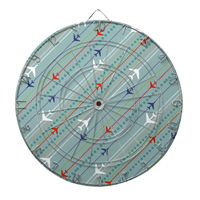 Retro Airplane Pattern Dart Board (Front)