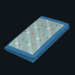 Retro Airplane Pattern Denim Nylon Wallet<br><div class="desc">Fasten your seatbelt. This Retro Airplane Pattern Nylon Wallet is ready for takeoff. The design features lines of red, royal blue, and white, mid century modern airplanes flying across a steel blue background. Thin stripes of orange, lime green and grey, as well as lines of teal dots, add interest to...</div>