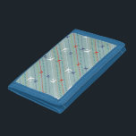 Retro Airplane Pattern Denim Nylon Wallet<br><div class="desc">Fasten your seatbelt. This Retro Airplane Pattern Nylon Wallet is ready for takeoff. The design features lines of red, royal blue, and white, mid century modern airplanes flying across a steel blue background. Thin stripes of orange, lime green and grey, as well as lines of teal dots, add interest to...</div>