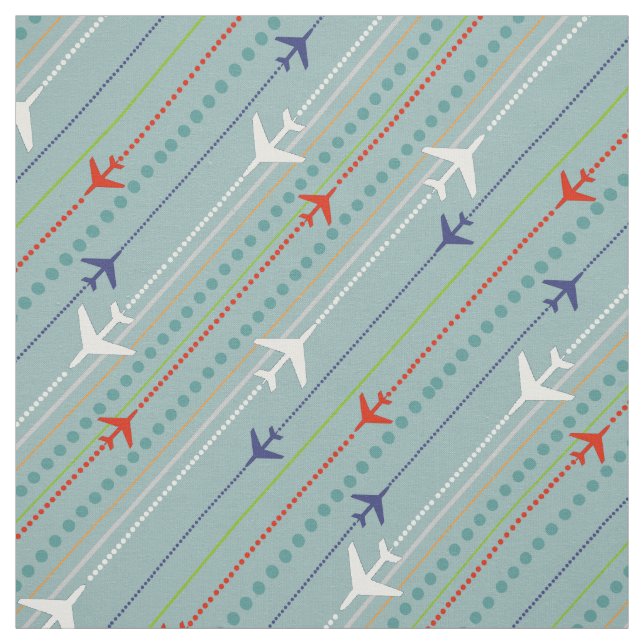 Retro Airplane Pattern Fabric (Swatch)