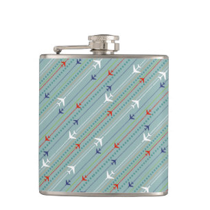Retro Airplane Pattern Flask