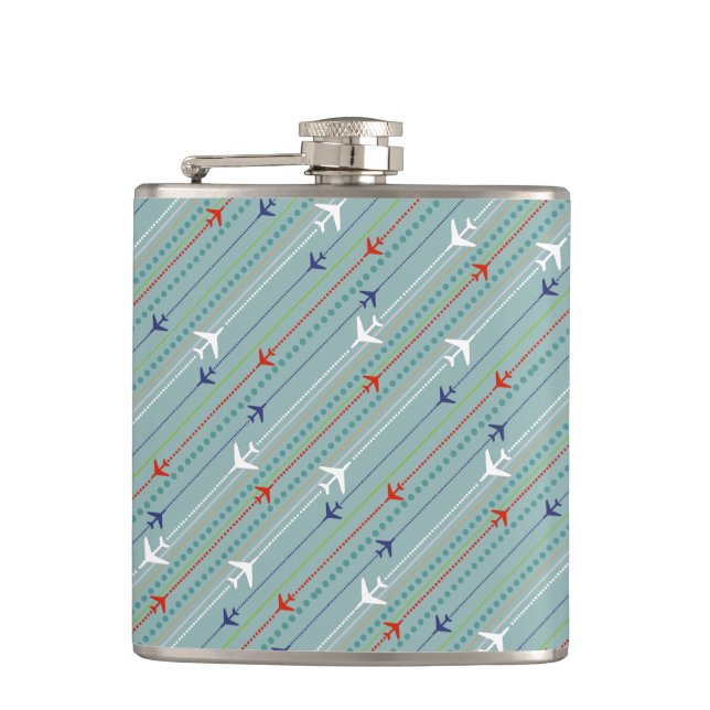 Retro Airplane Pattern Flask (Front)