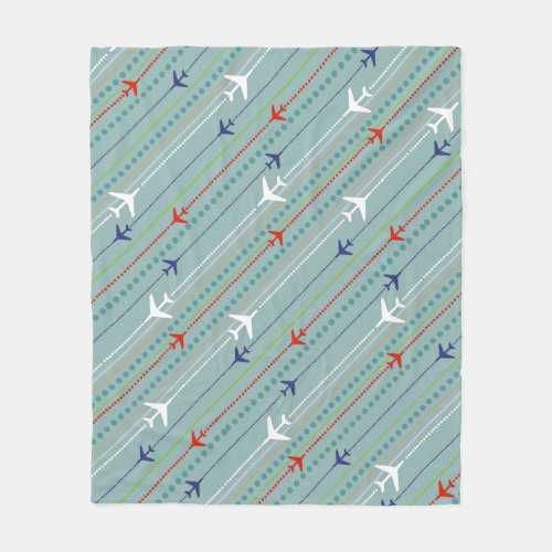 Retro Airplane Pattern Fleece Blanket