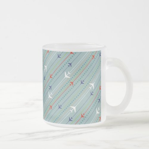 Retro Airplane Pattern Frosted Mug