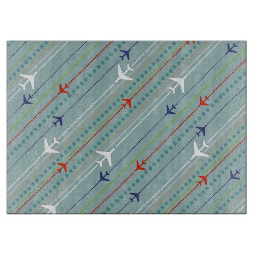 Retro Airplane Pattern Glass Cutting Board