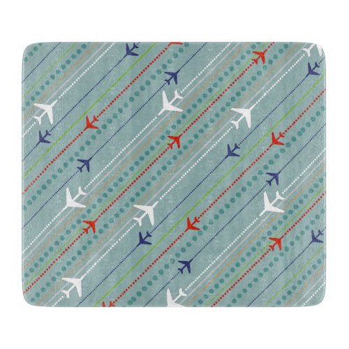 Retro Airplane Pattern Glass Cutting Board