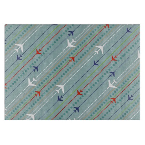 Retro Airplane Pattern Glass Cutting Board