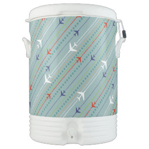 Retro Airplane Pattern Igloo Beverage Cooler