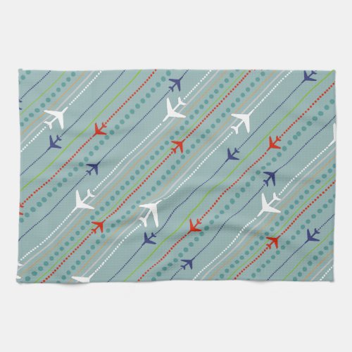 Retro Airplane Pattern Kitchen Towel