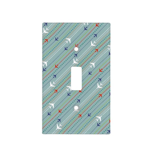 Retro Airplane Pattern Light Switch Cover (Front)