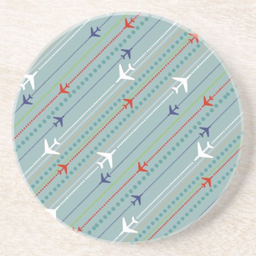 Retro Airplane Pattern Marble Sandstone Coaster