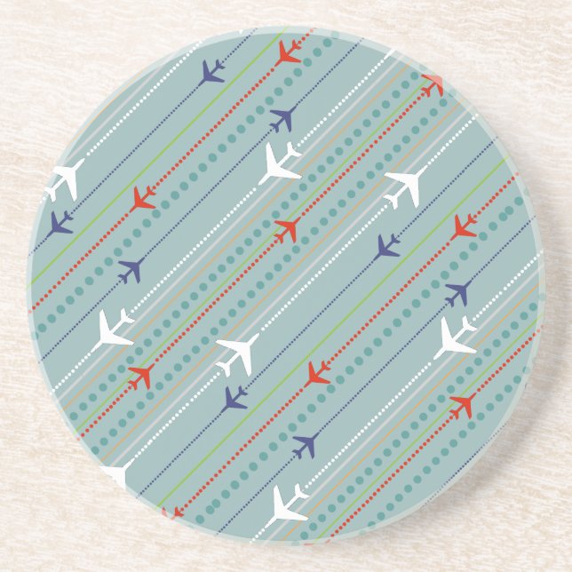 Retro Airplane Pattern Marble Sandstone Coaster (Front)
