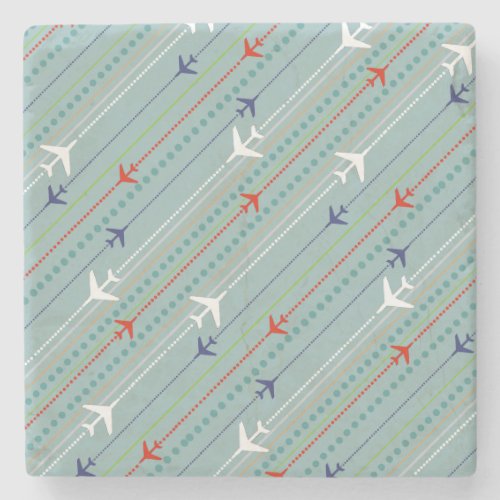 Retro Airplane Pattern Marble Stone Coaster