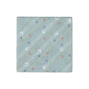 Retro Airplane Pattern Marble Stone Magnet