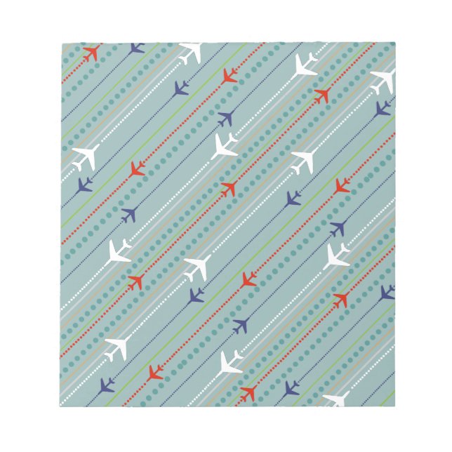 Retro Airplane Pattern Notepad (Front)