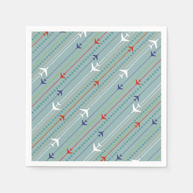 Retro Airplane Pattern Paper Napkins (Front)