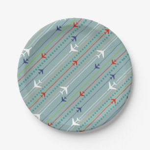 Retro Airplane Pattern Paper Plates