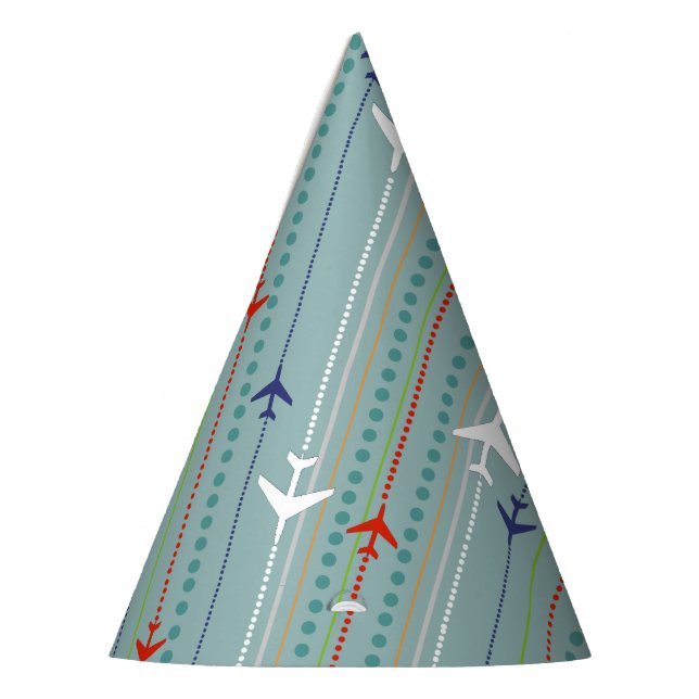 Retro Airplane Pattern Party Hat (Left)