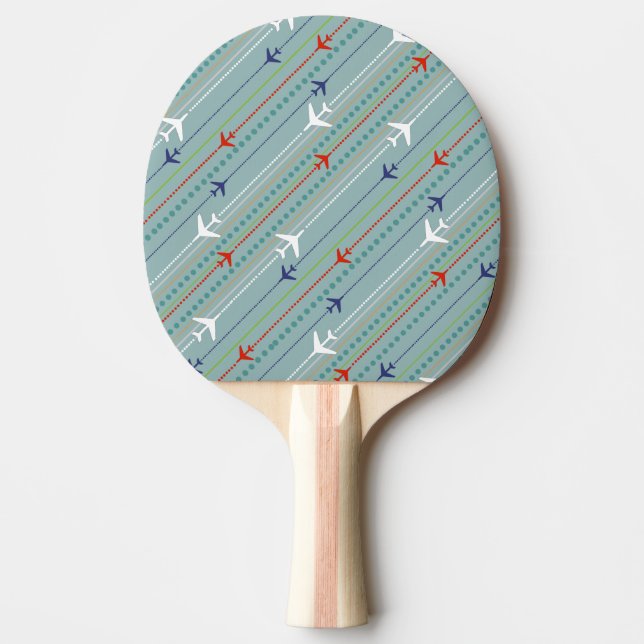 Retro Airplane Pattern Ping Pong Paddle (Front)