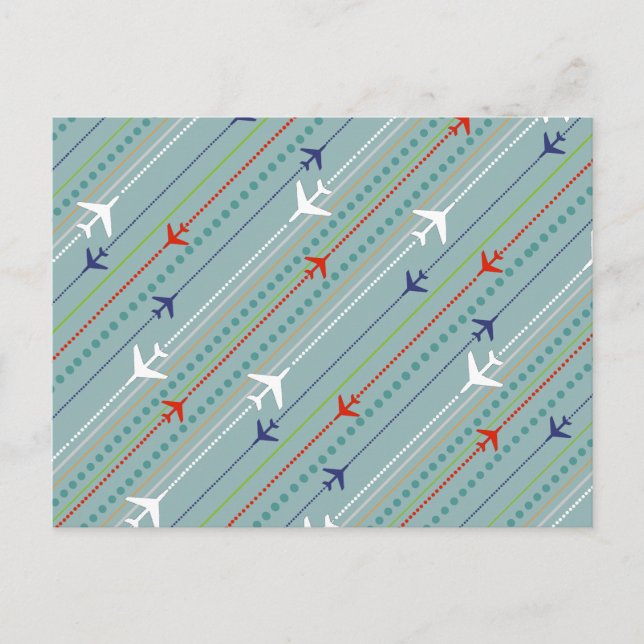 Retro Airplane Pattern Postcard (Front)