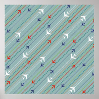Retro Airplane Pattern Poster