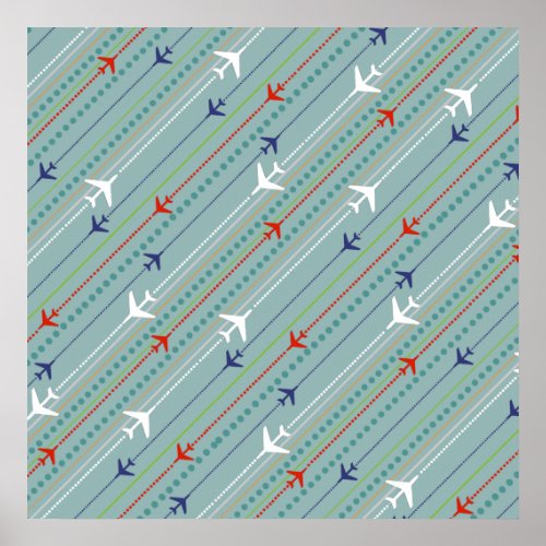 Retro Airplane Pattern Poster