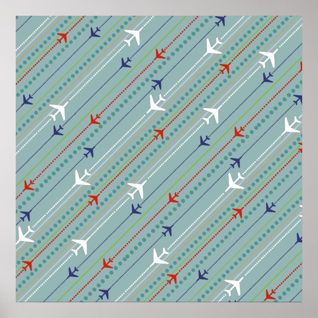 Retro Airplane Pattern Poster (Front)