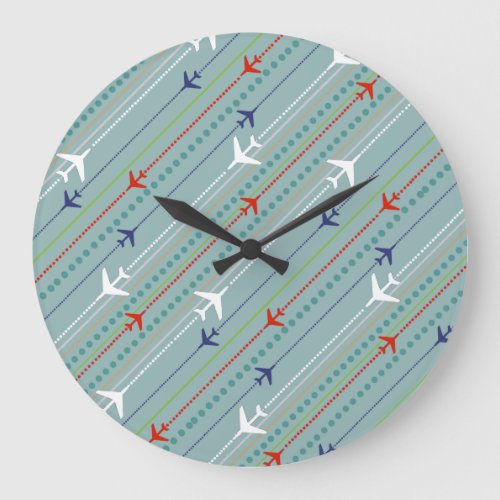 Retro Airplane Pattern Round Wall Clock