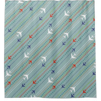 Retro Airplane Pattern Shower Curtain