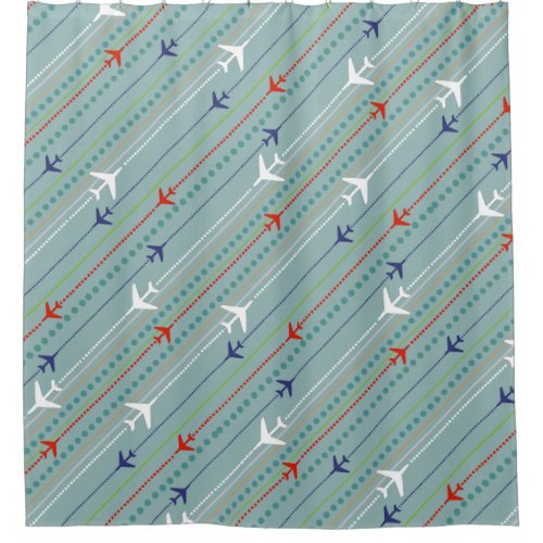 Retro Airplane Pattern Shower Curtain