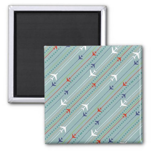 Retro Airplane Pattern Square Magnet