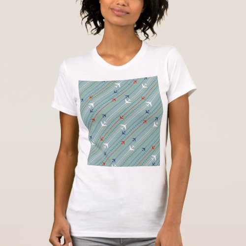 Retro Airplane Pattern T_Shirt