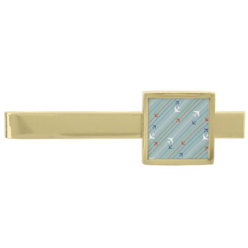 Retro Airplane Pattern Tie Clip