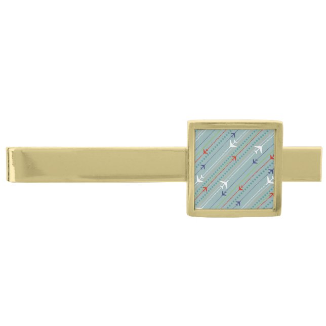 Retro Airplane Pattern Tie Clip (Front)