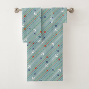 Retro Airplane Pattern Towel Set