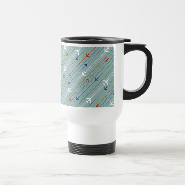 Retro Airplane Pattern Travel Mug (Right)