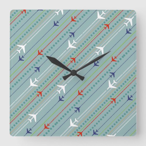 Retro Airplane Pattern Wall Clock