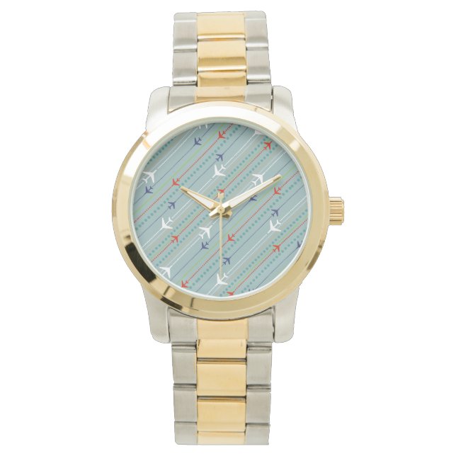 Retro Airplane Pattern Watch (Front)