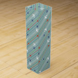 Retro Airplane Pattern Wine Box<br><div class="desc">Fasten your seatbelt. This Retro Airplane Pattern Wine Gift Box is ready for takeoff. The design features lines of red, royal blue, and white, mid century modern airplanes flying across a steel blue background. Thin stripes of orange, lime green and grey, as well as lines of teal dots, add interest...</div>