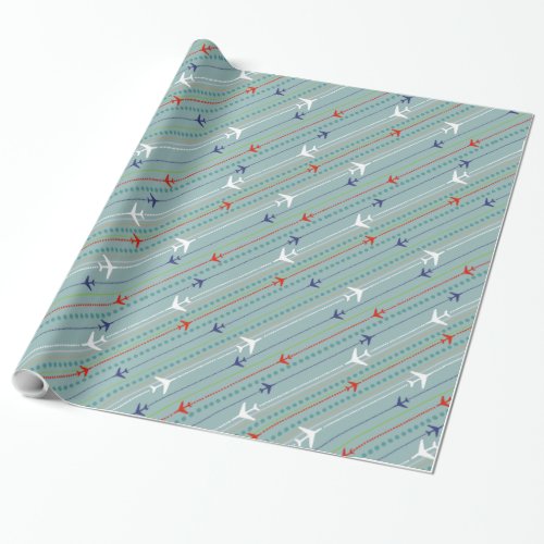 Retro Airplane Pattern Wrapping Paper