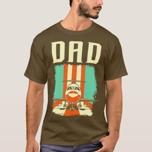 Retro Airplane Pilot Dad Plane Aviation Father T_Shirt