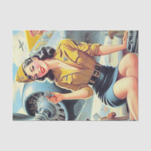 Retro Airplane Pin-up Tissue Paper