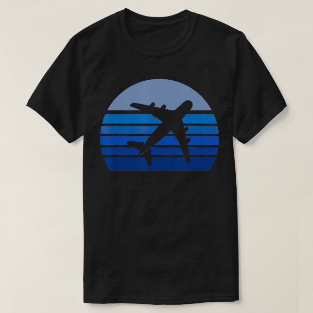 Retro Airplane Silhouette Pilot Aviation Flight At T-Shirt (Design Front)