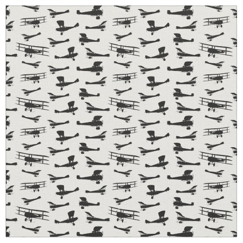Retro Airplane Silhouettes Vintage Aircraft Shapes Fabric