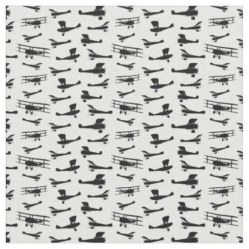 Retro Airplane Silhouettes Vintage Aircraft Shapes Fabric
