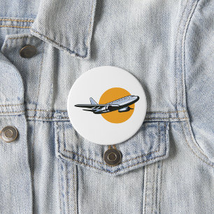 Retro Airplane Vintage Jet Travel Art Design Button
